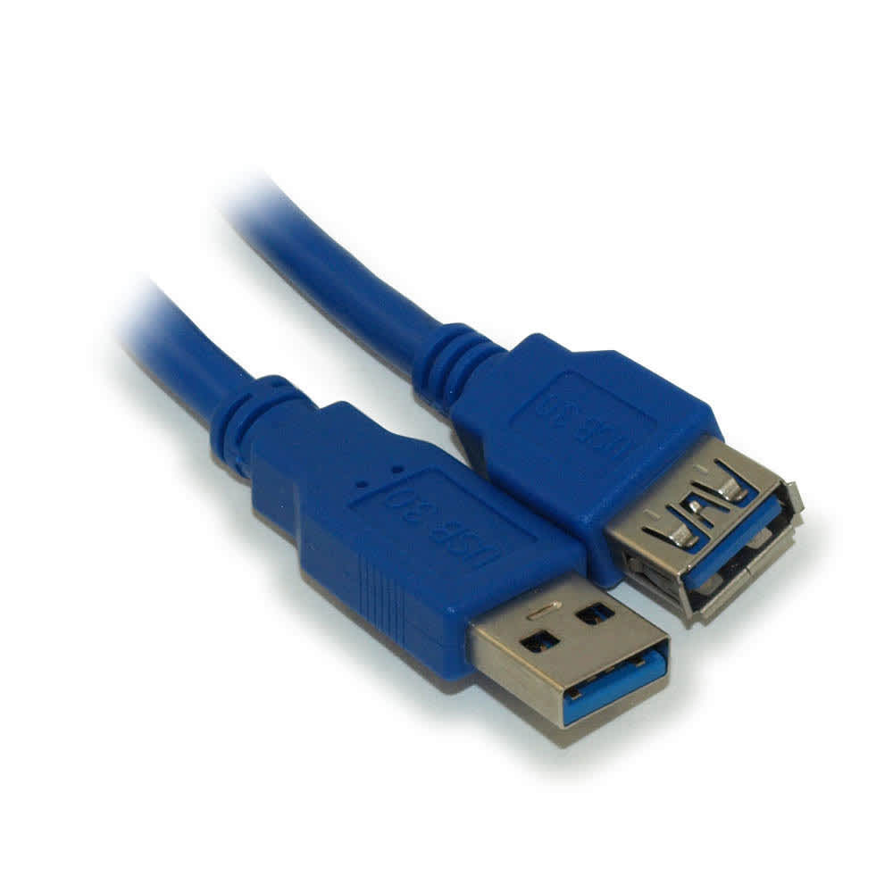 A blue USB 3.0 type-A connector with a blue tongue inside